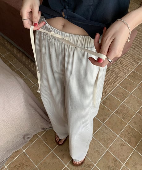 cotton linen stripe pant/2color