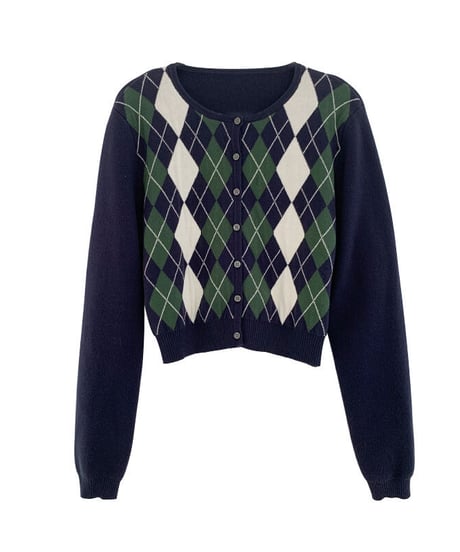 argyle short cardigan