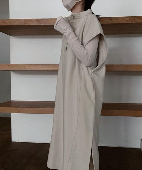 Key neck long dress/3color