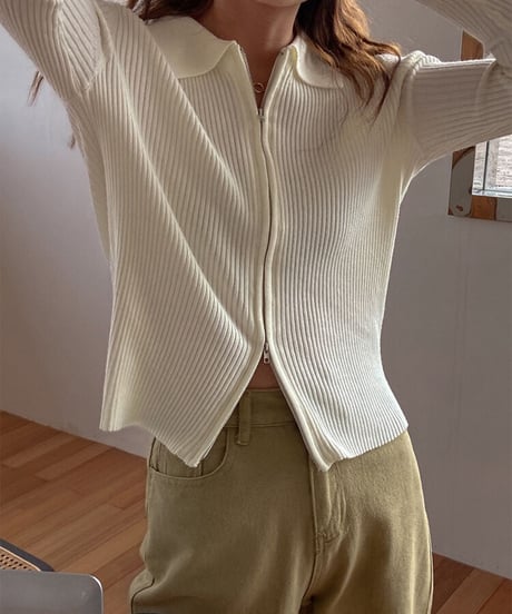 zip up rib knit/5color(ネコポス)
