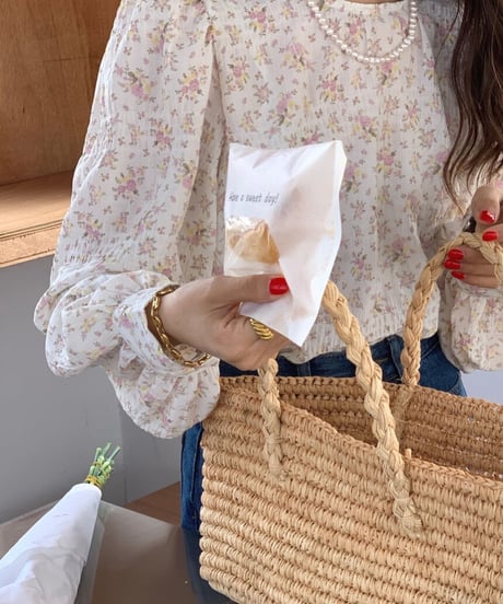 wrinkle flower blouse/2color(ネコポス)
