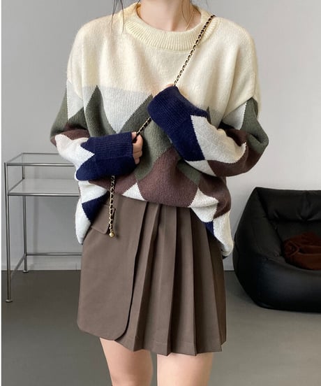 big diamond pattern knit/3color
