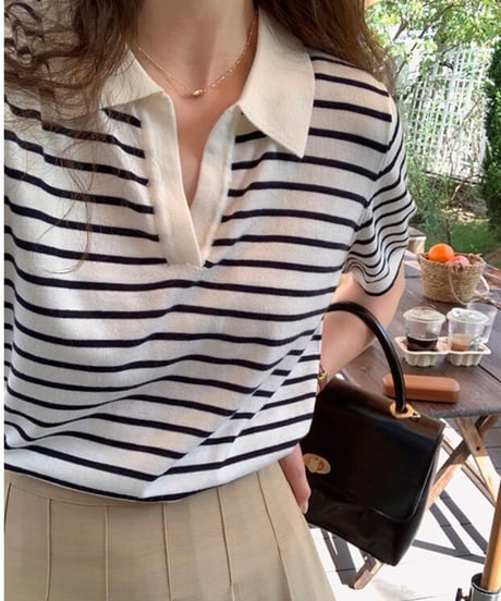 border skipper knit tee/2color
