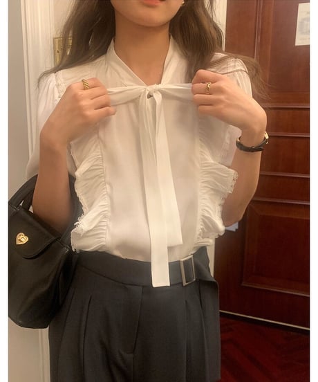 frill ribbon blouse(ネコポス)