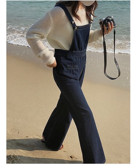 flare denim salopette/2color