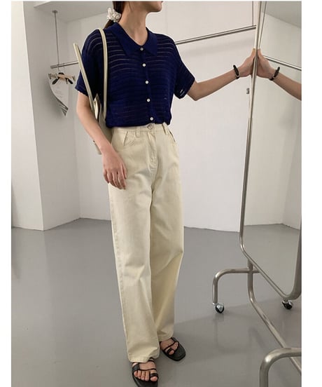 sheer border shirt/2color