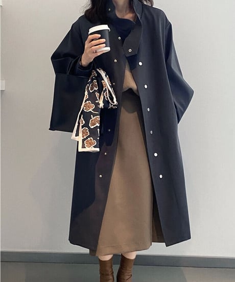 stand collar trench coat/2color