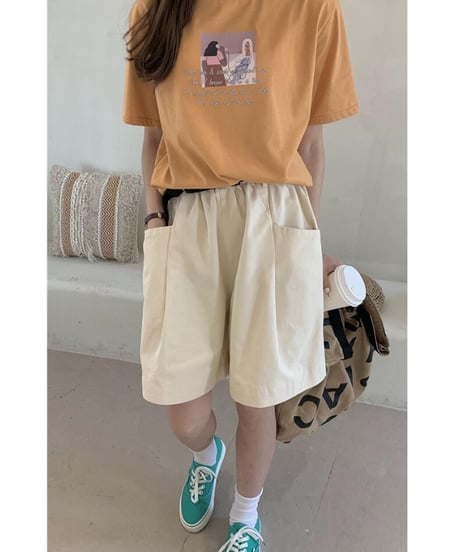 half work pants & belt/3color