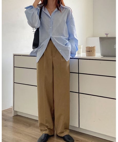 tuck wide slacks & belt/3color