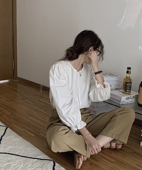 cotton simple blouse/2color(ネコポス)