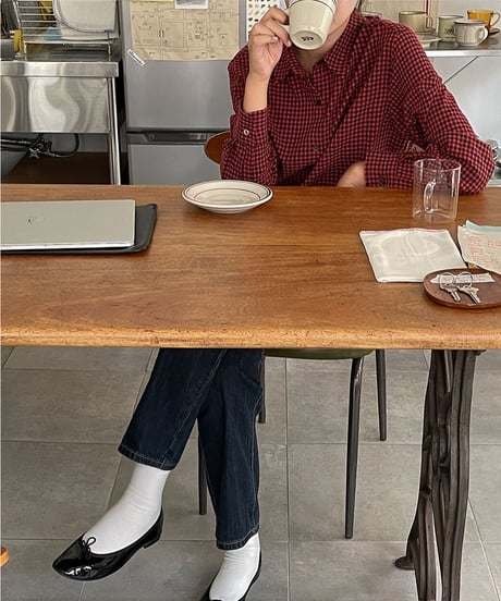 gingham check shirt/3color
