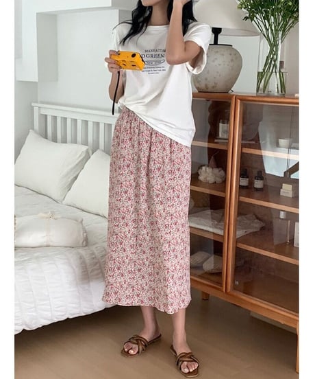 flower A line skirt/2color