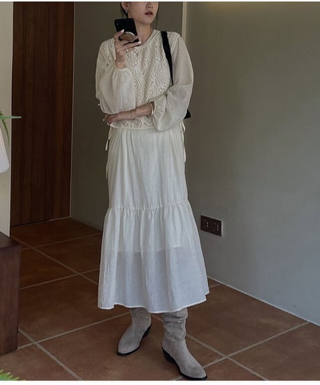 chiffon long dress/2color