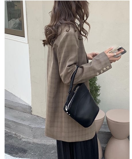 back slit check jacket/2color