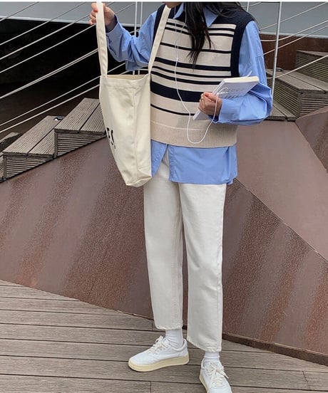 random border knit vest/2color