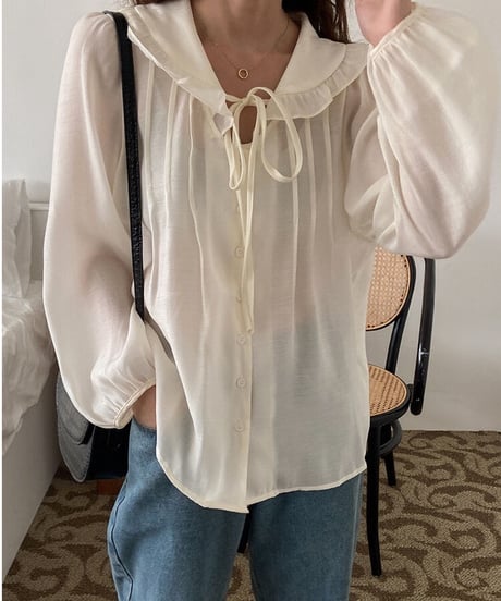feminine collar blouse/2color