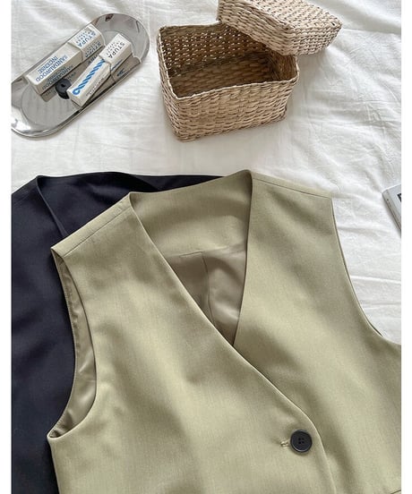 asymmetry vest one-piece/2color