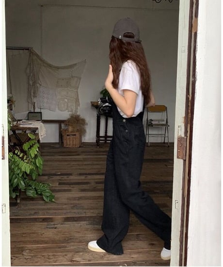 black denim salopette