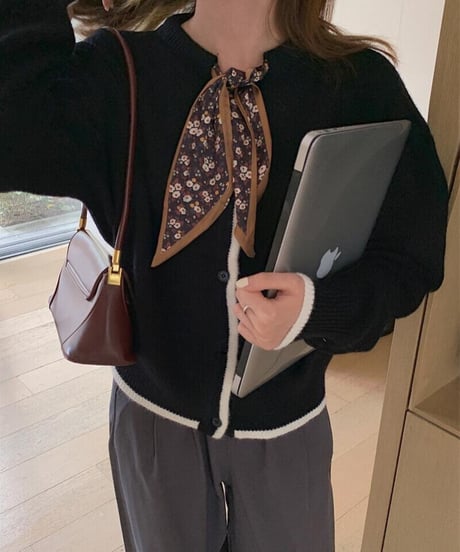 [OUTLET]scarf knit cardigan/3color