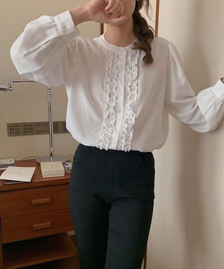 stand collar frill shirt