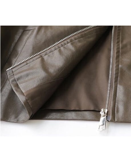 eco leather fastener jacket/2color