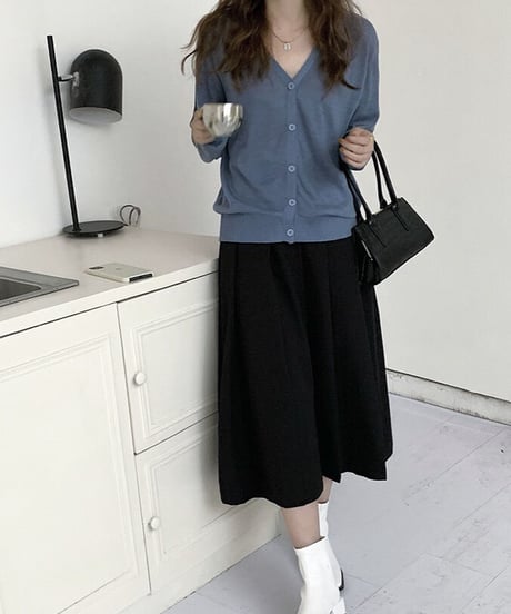 front box pleats skirt/2color