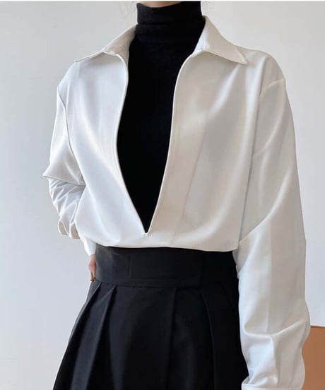 [OUTLET]deep neck pullover/2color