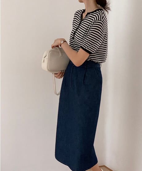 medium denim  skirt/2color
