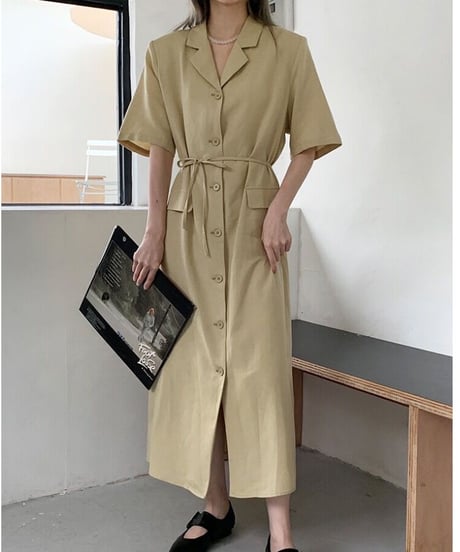 linen shirt dress/2color