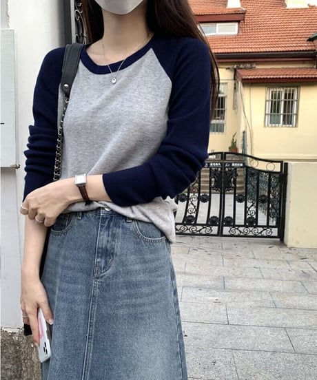 simple raglan long-T/2color(ネコポス)