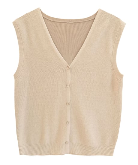 V neck button vest/2color