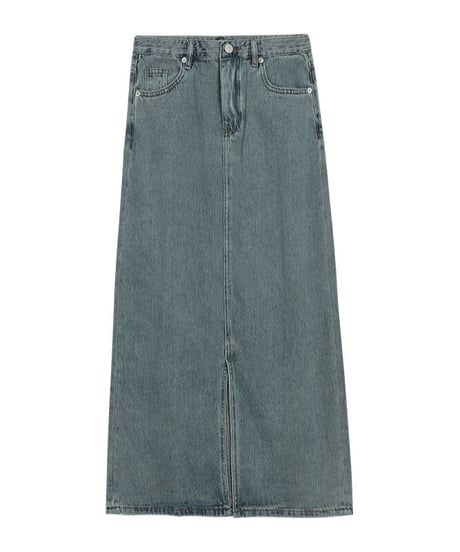 front slit denim long skirt