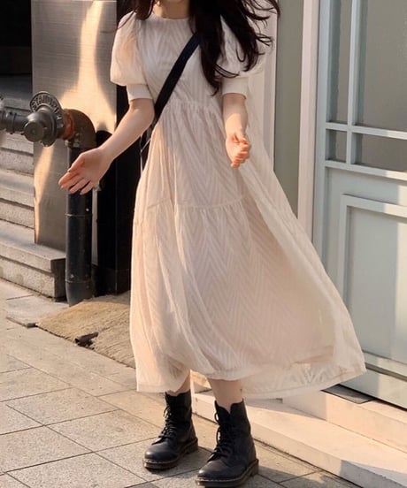 airy puff sleeve OP/2color