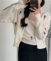flower knit ensemble/3color