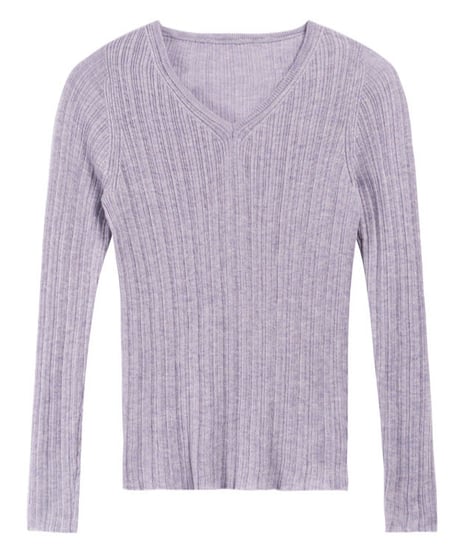 V neck knit long-T/4color(ネコポス)