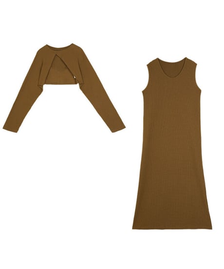 asymmetry bolero & one-piece SET/4color