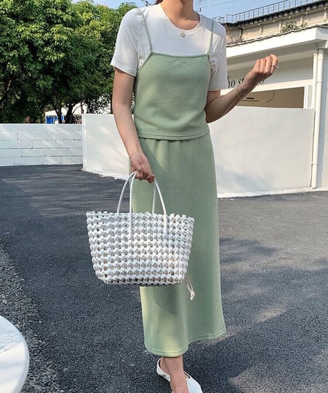 back lace up set up dress(下)/4color