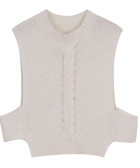 cable side open vest/3color
