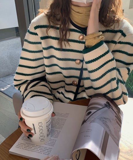 border piping knit jacket/2color