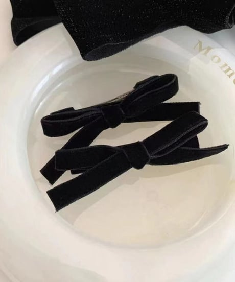 [OUTLET]velour mini ribbon clip set/2color(ネコポス)