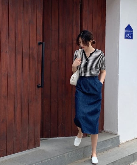 medium denim  skirt/2color