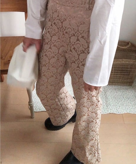 [ OUTLET]satin jacquard flare pants/2color