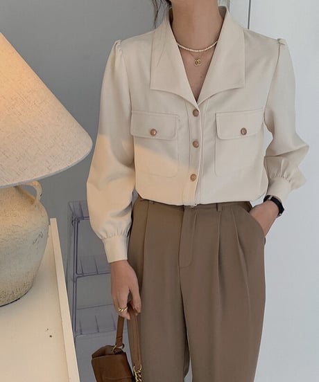 open collar classic shirt/2color
