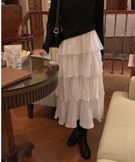 tiered long skirt/3color