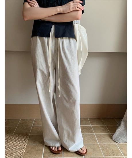 cotton linen stripe pant/2color