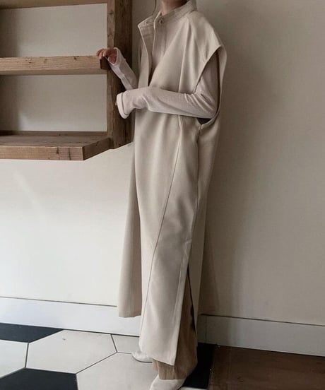 Key neck long dress/3color