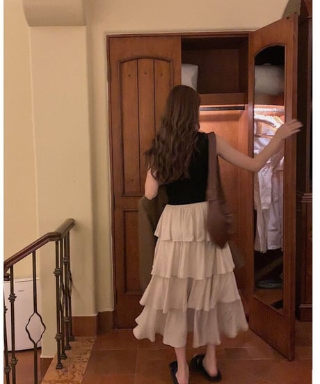 tiered long skirt/3color