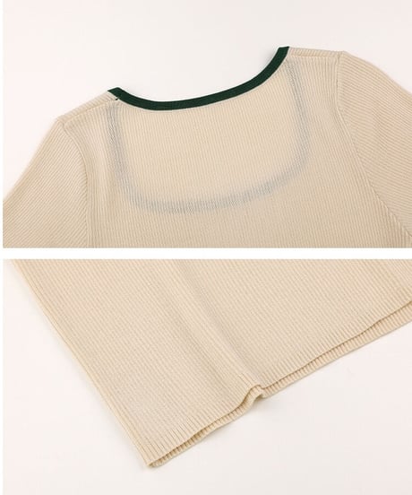 piping square neck tee/4color(ネコポス)