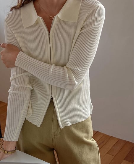 zip up rib knit/5color(ネコポス)