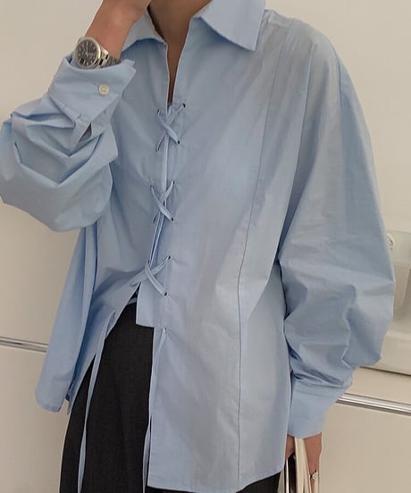 lace up design shirt/2color